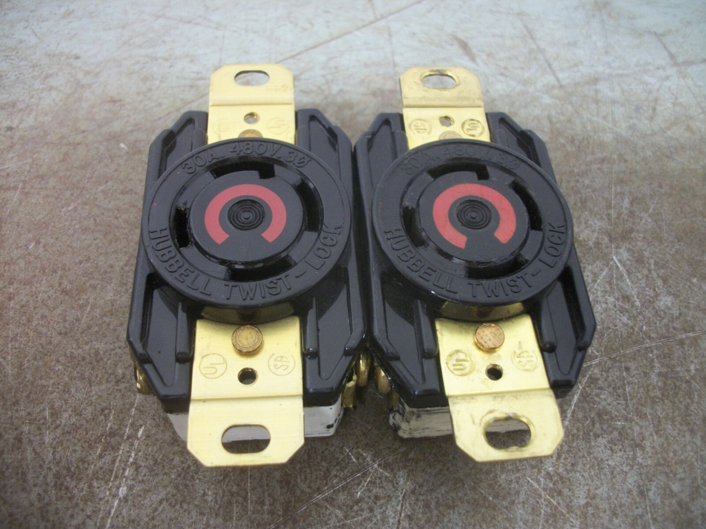 HUBBELL LOT OF 2 TWIST-LOCK RECEPTACLES HBL2730 30AMP 480VOLT 3PH 3P 4W