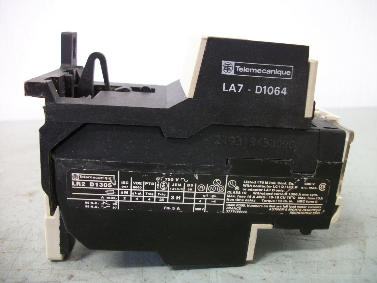 TELEMECANIQUE THERMAL OVERLOAD RELAY LR2D1305 0.63-1AMP