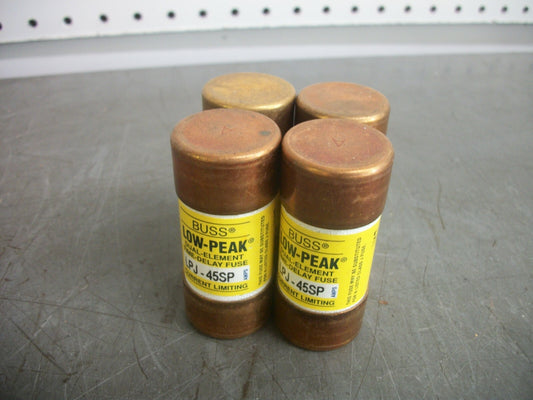 BUSSMANN LOT OF 4 LOW-PEAK FUSES LPJ-45SP 45AMP 600VOLT NOB