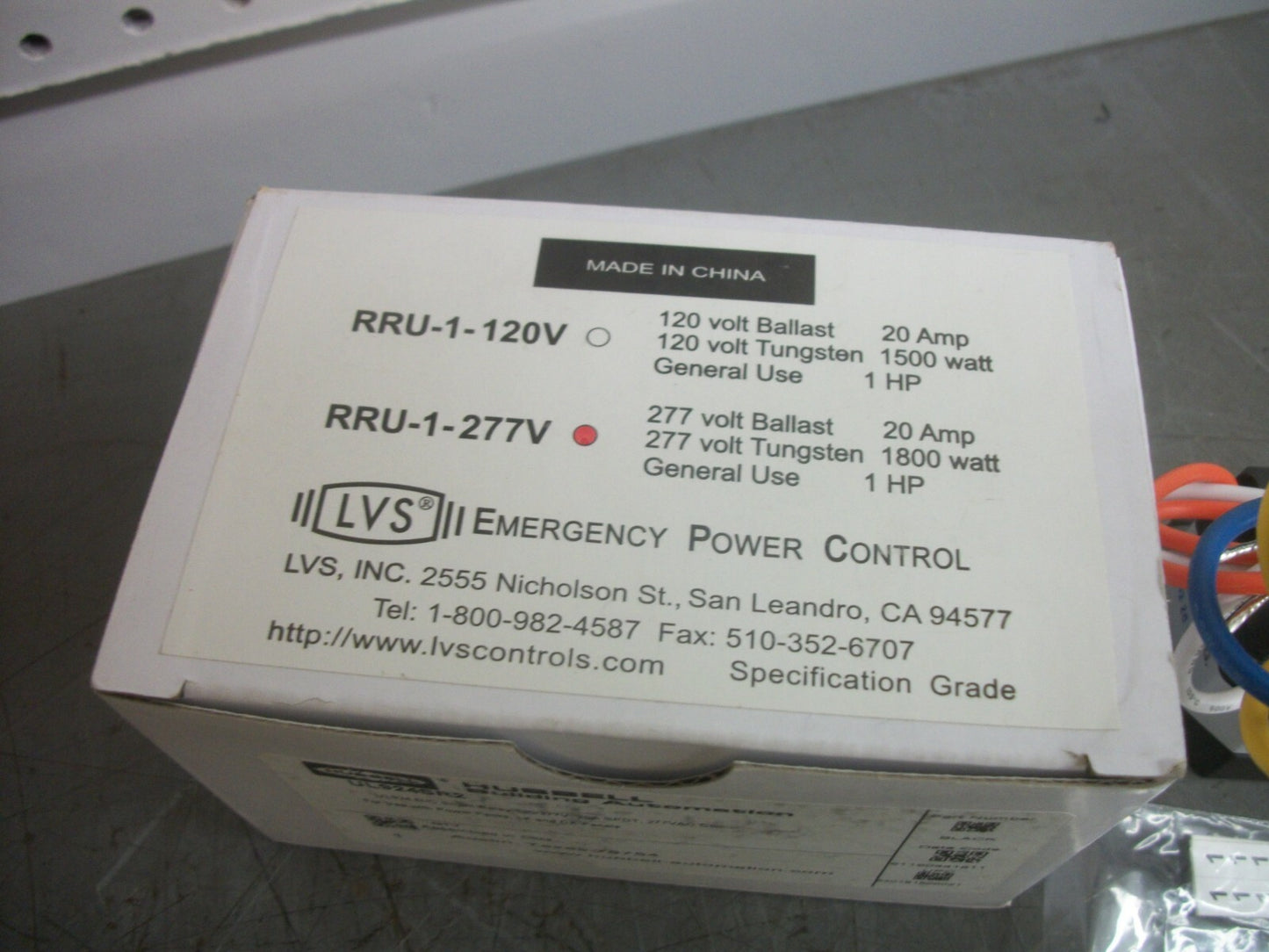 HUBBELL RRU-1-277V UL924 N.C. SHUNT RELAY UL924SR2 20AMP 277VCOIL NIB