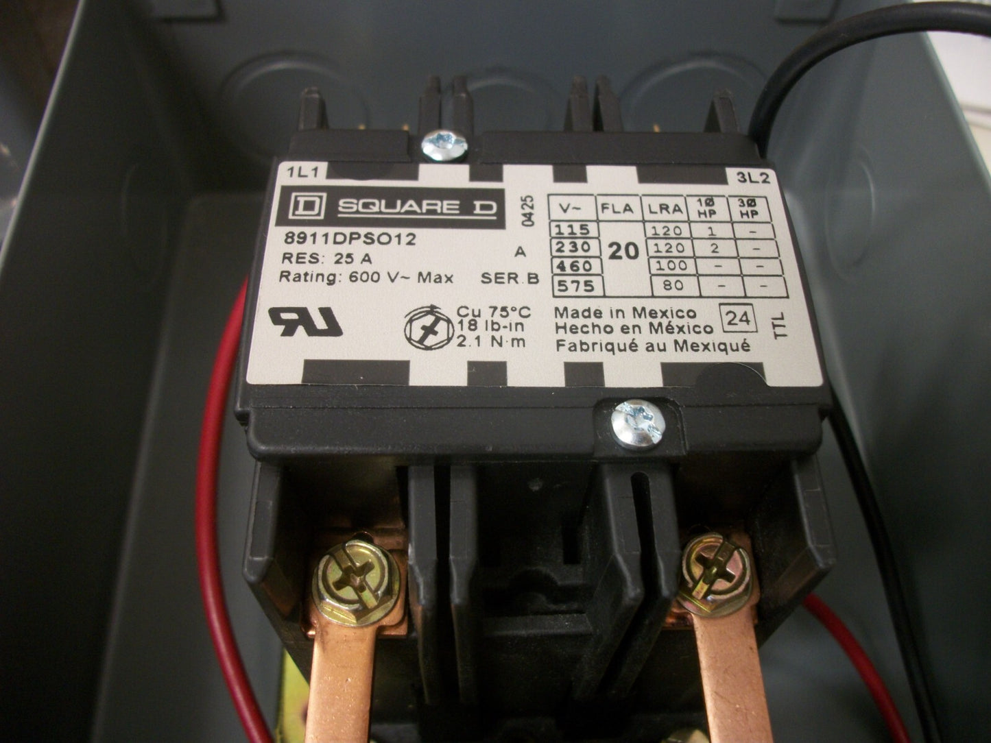 SQUARE D 8911DPSO12 ENCL DEF PURPOSE STARTER 8911DPSG12V02 20A 120VCOIL 2P NIB