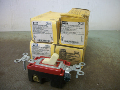 HUBBELL LOT OF 4 IVORY 3-WAY COMMERCIAL SWITCHES CS320I 20AMP 120/277VOLT NIB