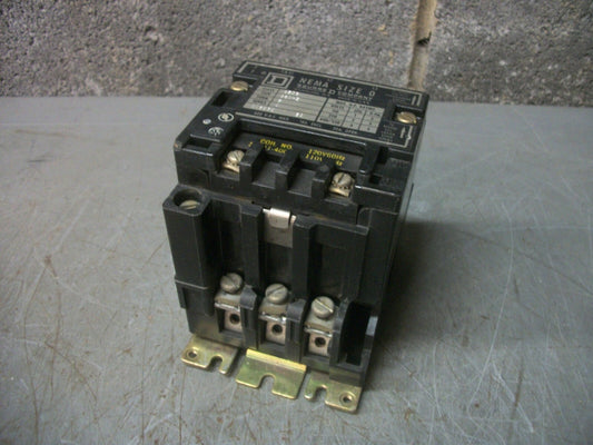 SQUARE D SIZE 0 CONTACTOR 8536SBG2 120VCOIL 3PH 600V 5HP
