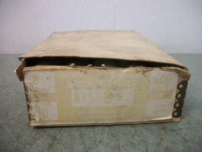 SHAWMUT BOX OF 10 RENEWABLE FUSES RFS8 8AMP 600VOLT NIB