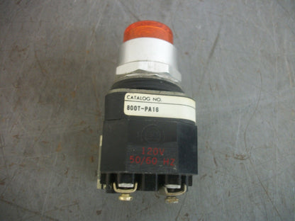 ALLEN-BRADLEY AMBER ILLUMINATED MOMENTARY PUSHBUTTON 800T-PA16 120VOLT