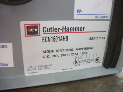 CUTLER-HAMMER STARTER COMBO SIZE 0 TYPE 1 AN16BN0 120VCOIL 30AMP FUSIBLE NOB