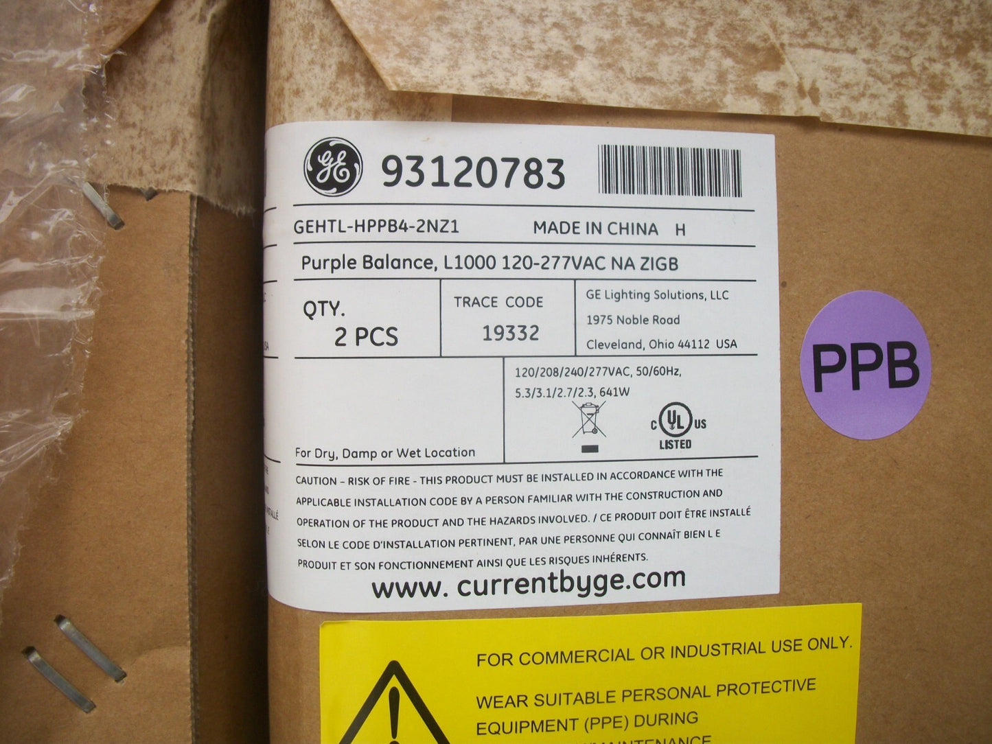 GE 93120783 BOX OF 2 ARIZE ELEMENT PURPLE BAL LIGHTS GEHTL-HPPB4-2NZ1 120-277V