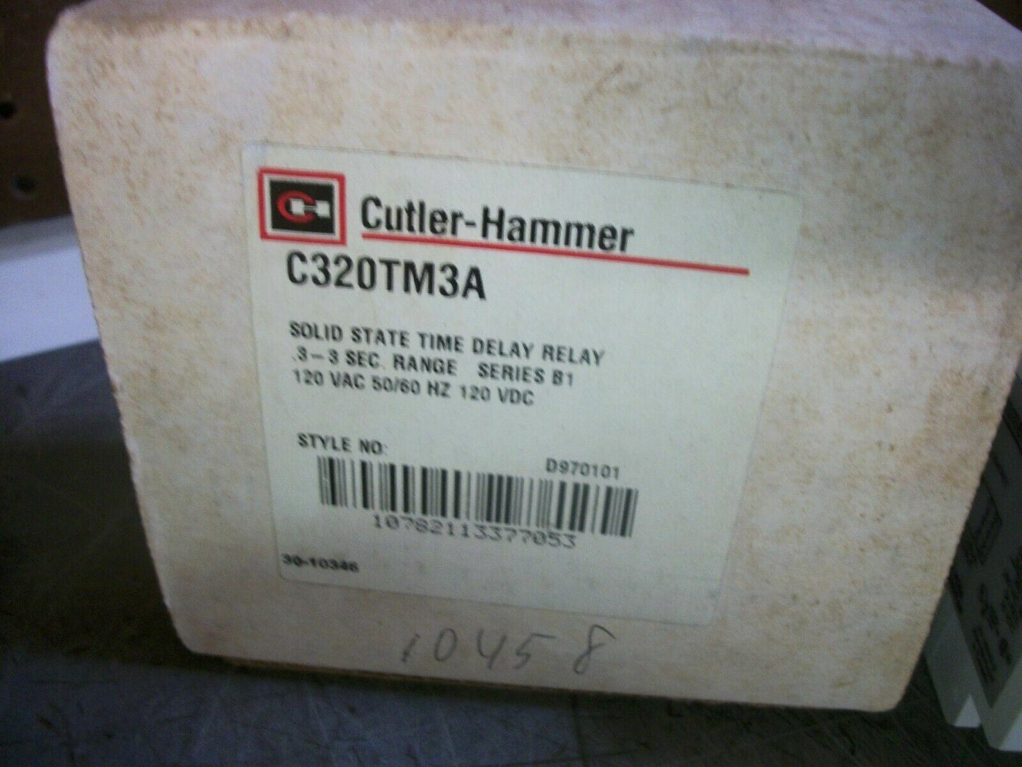 CUTLER-HAMMER SOLID STATE TIME DELAY RELAY C320TM3A .3-3SEC 120VOLT NIB