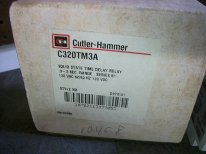 CUTLER-HAMMER SOLID STATE TIME DELAY RELAY C320TM3A .3-3SEC 120VOLT NIB