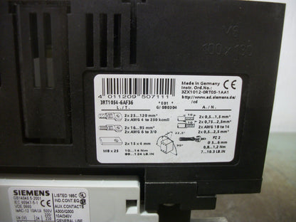 SIEMENS CONTACTOR 3RT1054-6AF36 140AMP 127VCOIL 3PH 600V 125HP NOB