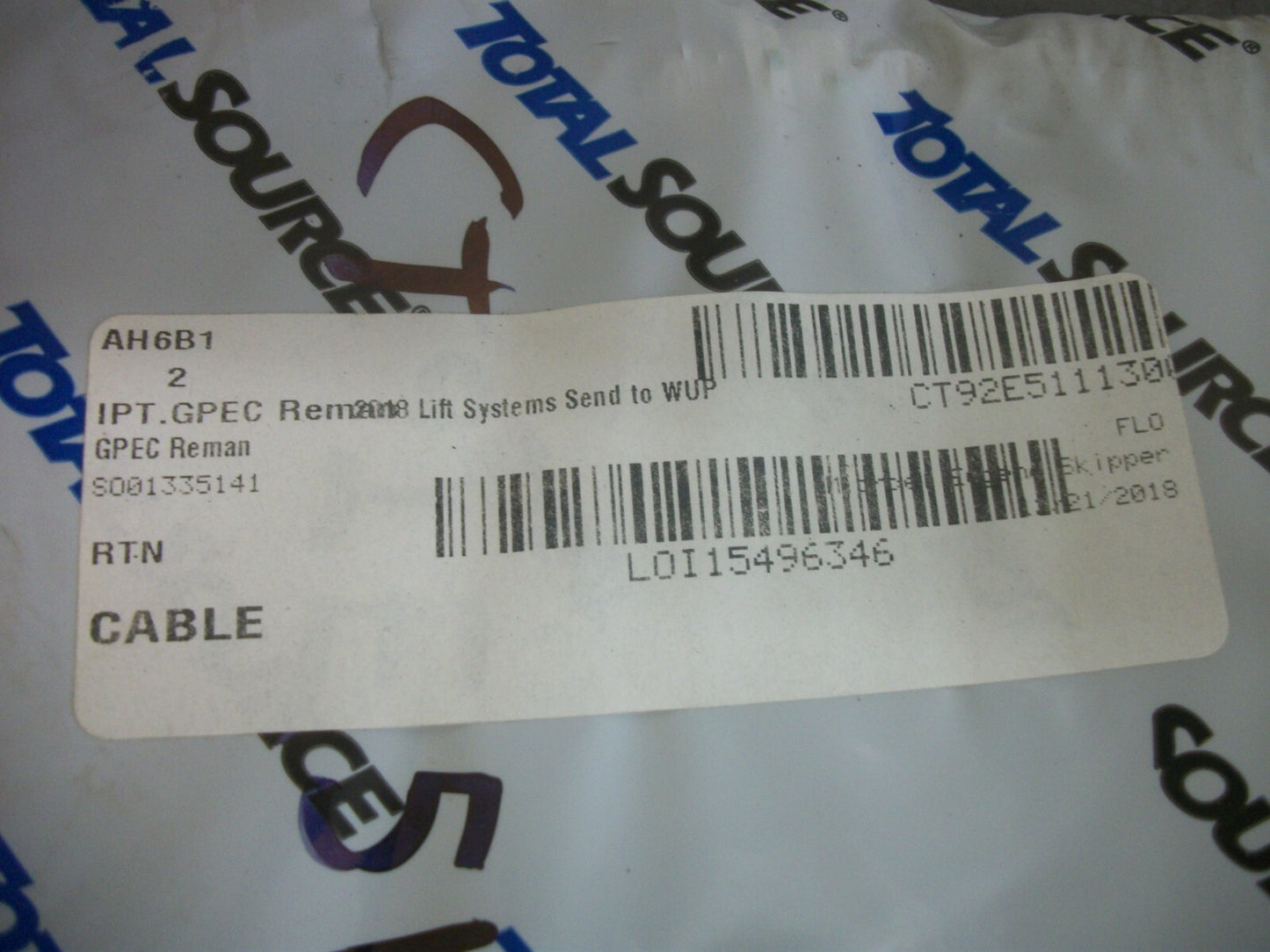 TOTAL SOURCE PULL CABLE CT92E5111300 NEW