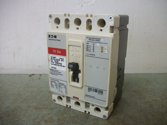 CUTLER-HAMMER FD CIRCUIT BREAKER FD3100 100AMP 600VOLT 3POLE RED NOB