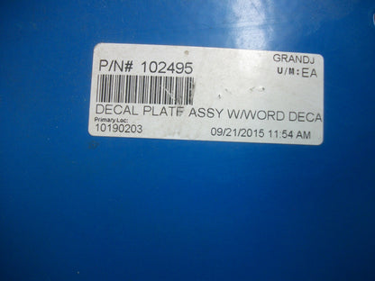 GENIE DECAL PLATE ASSEMBLY 102495 NEW