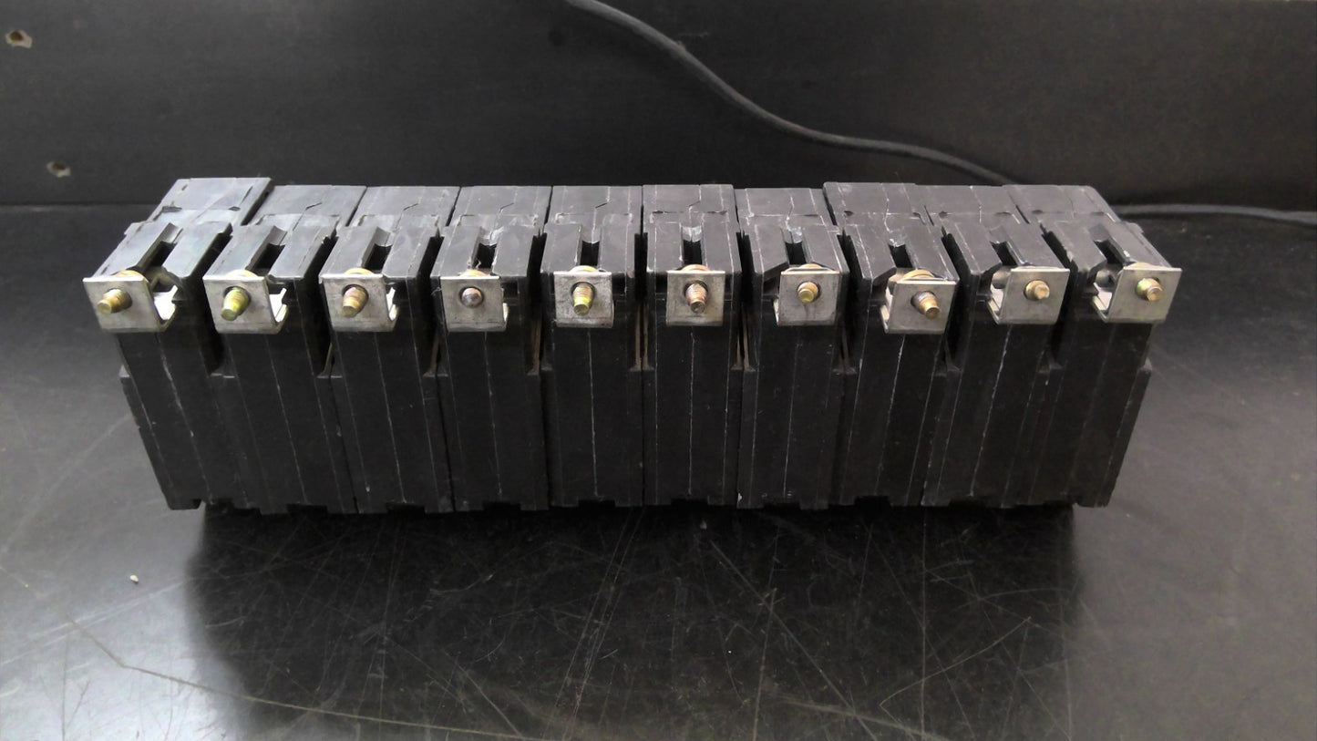 GE LOT OF 10 THQB CIRCUIT BREAKERS THQB1120 20AMP 240VOLT 1POLE