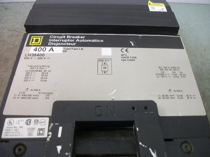 SQUARE D I-LINE LH CIRCUIT BREAKER LH36400 400AMP 600VOLT 3POLE GRAY