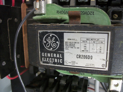 GE MCC BUCKET SIZE 2 TWO-SPEED CR206D0 120VCOIL 60AMP FUSIBLE