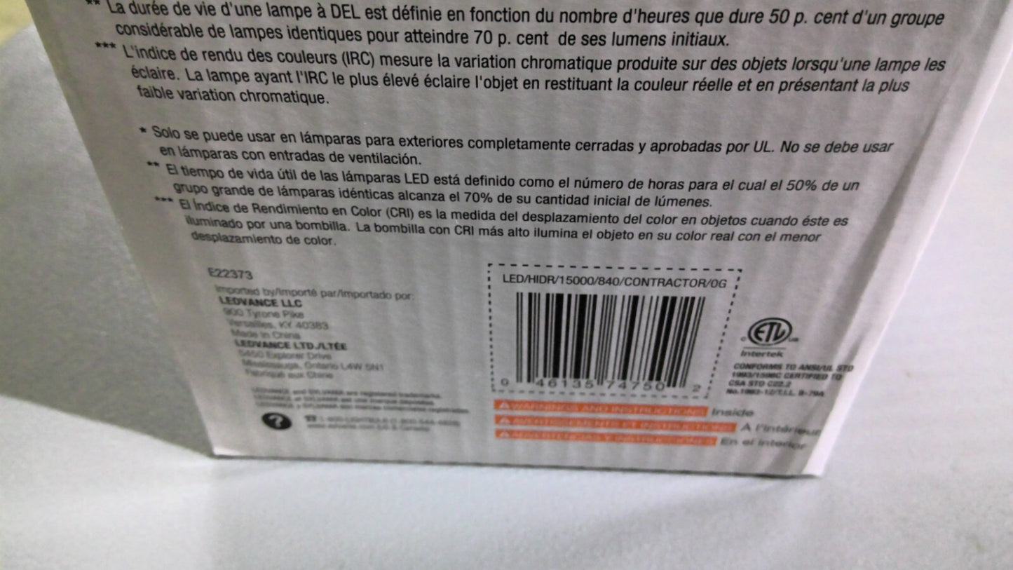 SYLVANIA EX39 NON-DIMMABLE LED MOGUL BASE BULB LED/HIDR/15000/840/CONTRACTOR/0G