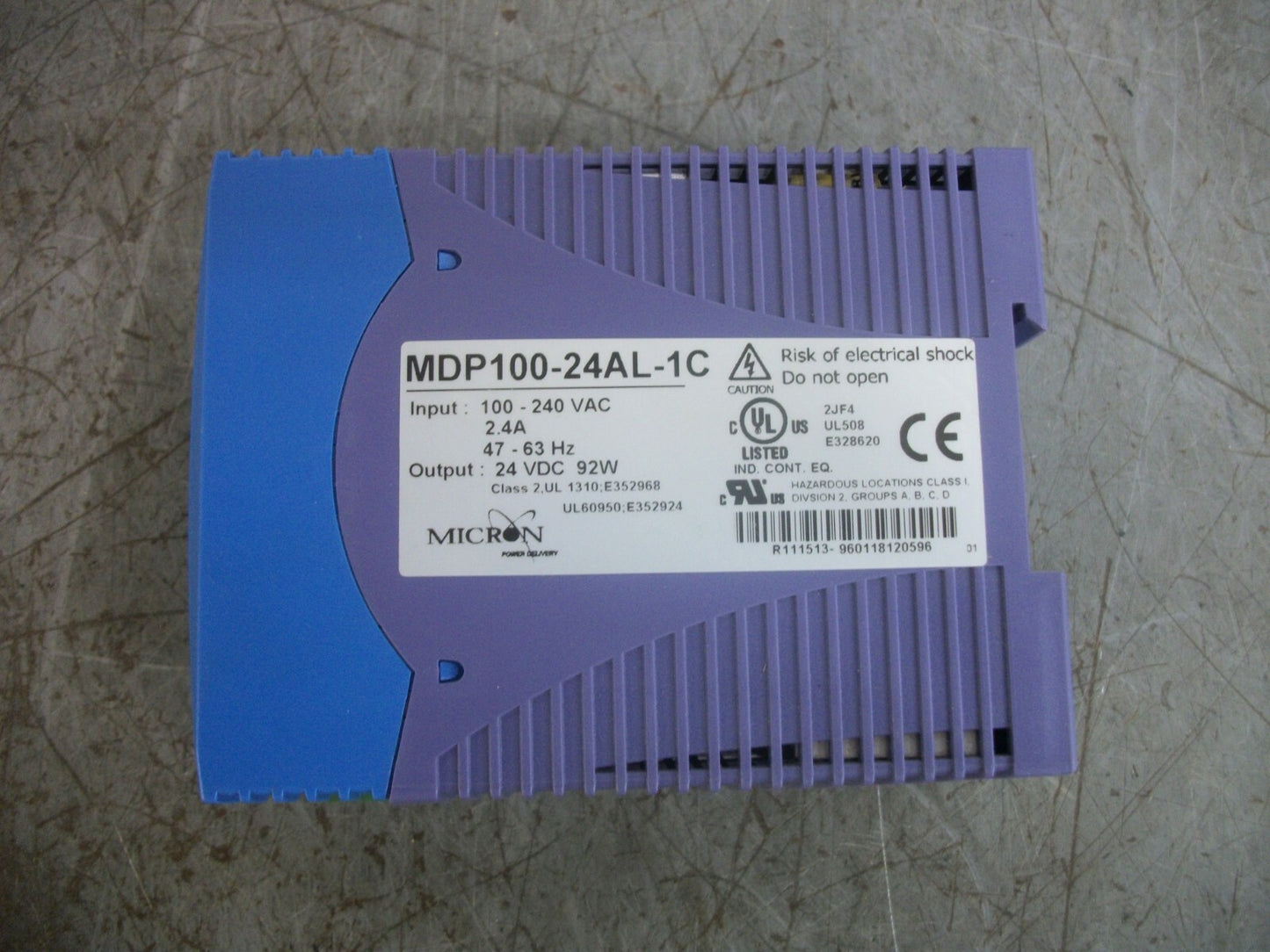 MICRON POWER SUPPLY MDP100-24AL-1C 24VDC 92WATT