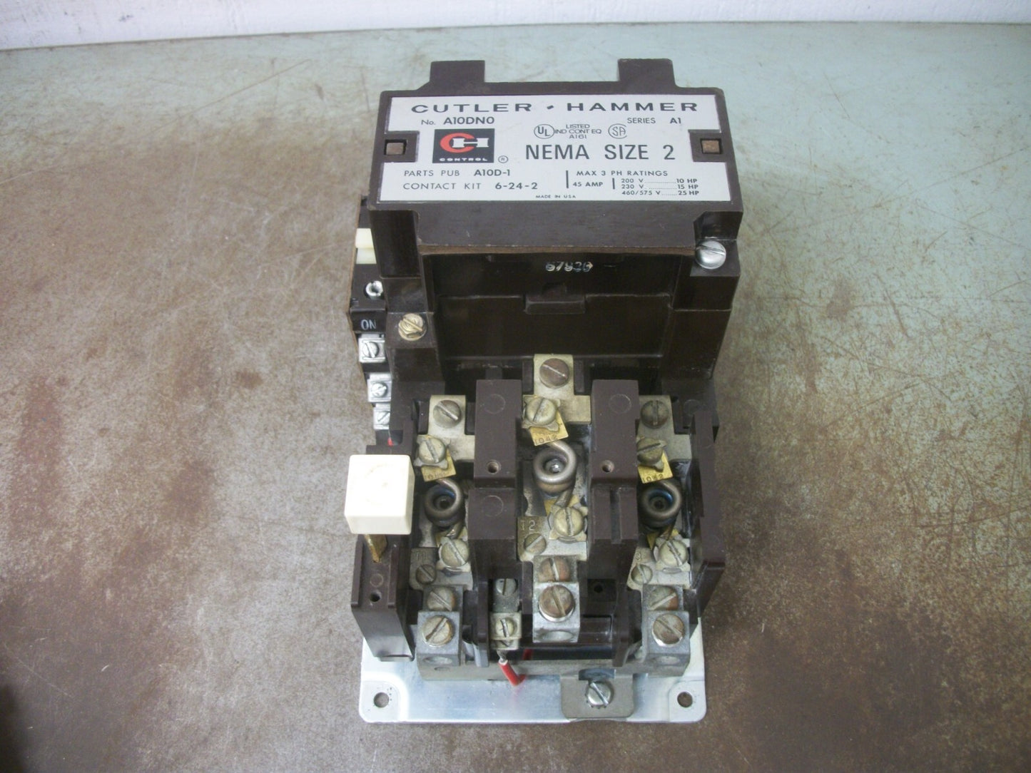 CUTLER-HAMMER SIZE 2 MOTOR STARTER A10DN0 45AMP 120VCOIL 3PH 600V 25HP