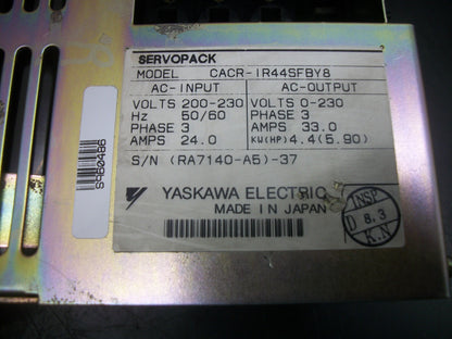 YASKAWA SERVOPACK 5.9HP SERVO DRIVE CACR-IR44SFBY8 230VOLT 3PH 33AMP