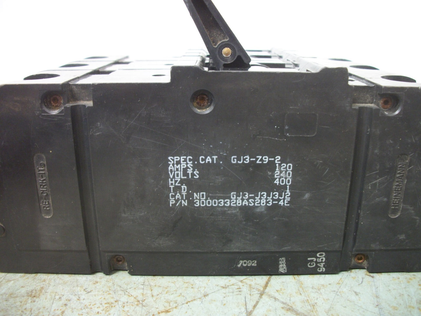 HEINEMANN CIRCUIT BREAKER GJ3-Z9-2 120AMP 240VOLT 3POLE NOB