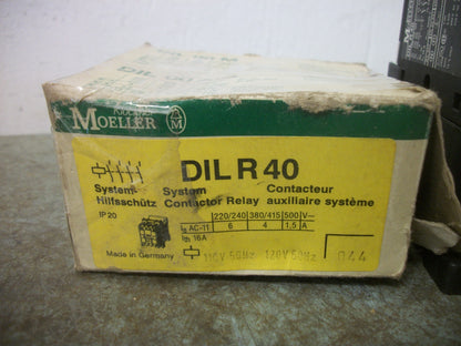KLOCKNER-MOELLER INDUSTRIAL RELAY DILR40 120VCOIL 15AMP 600VOLT NIB