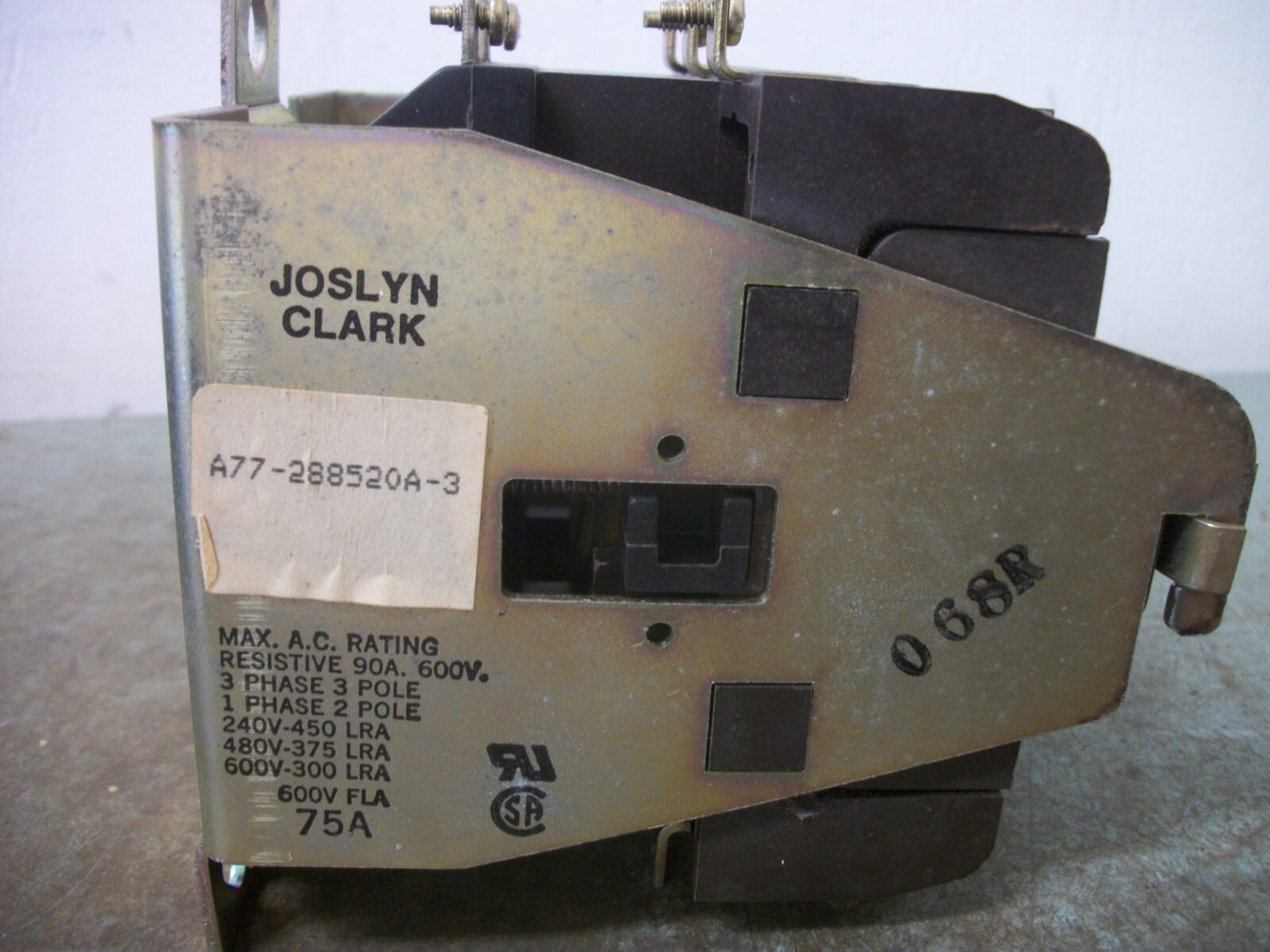 JOSLYN CLARK DEFINITE PURPOSE CONTACTOR A77-288520A-3 90AMP 240VCOIL 3PH 600V