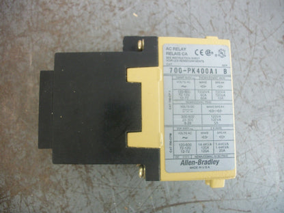 ALLEN-BRADLEY AC RELAY 700-PK400A1 120VCOIL 20AMP 600V