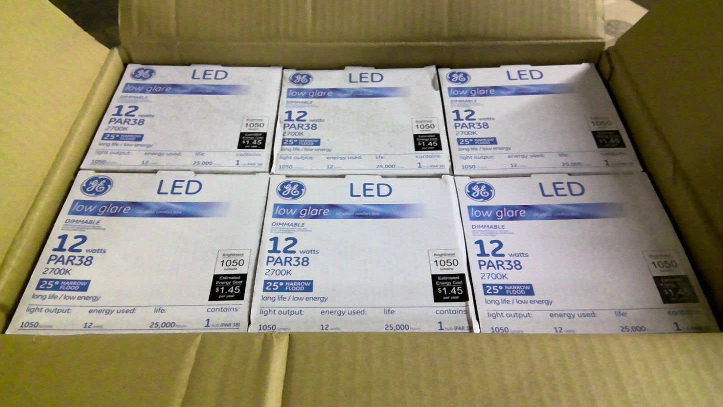 GE 92969 BOX OF 6 WHITE LED BULBS LED12D38W3827/25 12W 2700K NIB