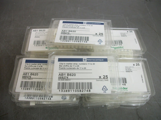 TELEMECANIQUE LOT OF 14 CLIP-IN MARKER STRIPS NUMBERS 11-20 AB1B620 NEW