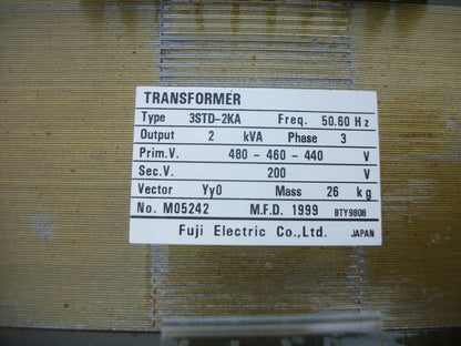 FUJI 2KVA 3PH TRANSFORMER 3STD-2KA HV 440X480 LV 200 NEW