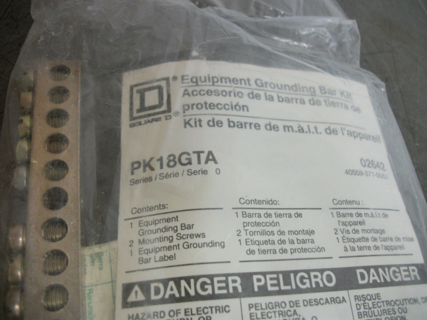 SQUARE D EQUIPMENT GROUNDING BAR KIT PK18GTA NEW