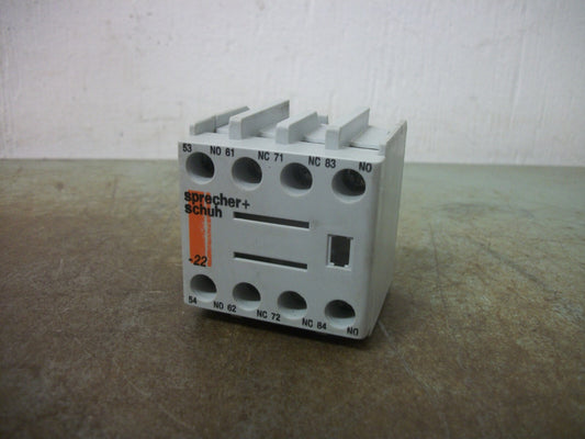 SPRECHER+SCHUH 2N.O. 2N.C. AUXILIARY CONTACT BLOCK CS7-PV-22