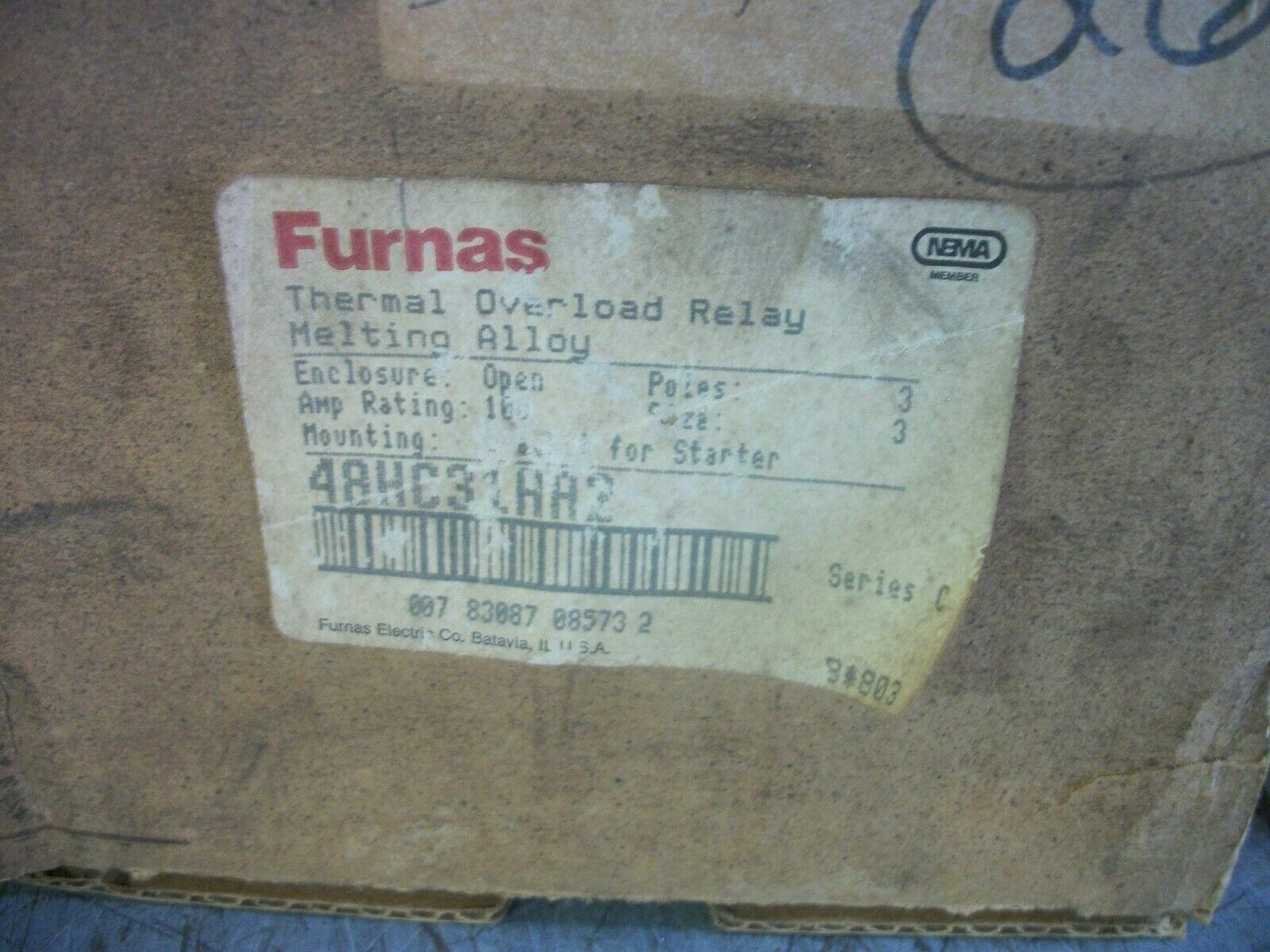FURNAS SIZE 3 THERMAL OVERLOAD RELAY 48HC31AA2 100AMP 3POLE NIB