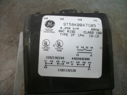 GE .250KVA 1PH TRANSFORMER 9T58K0047G09 HV 220X480 LV 110/120