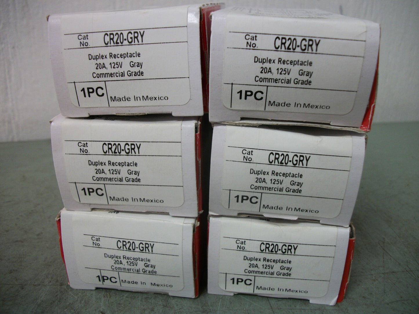 PASS & SEYMOUR LOT OF 6 GRAY DUPLEX RECEPTACLES CR20-GRY 20AMP 125VOLT NIB