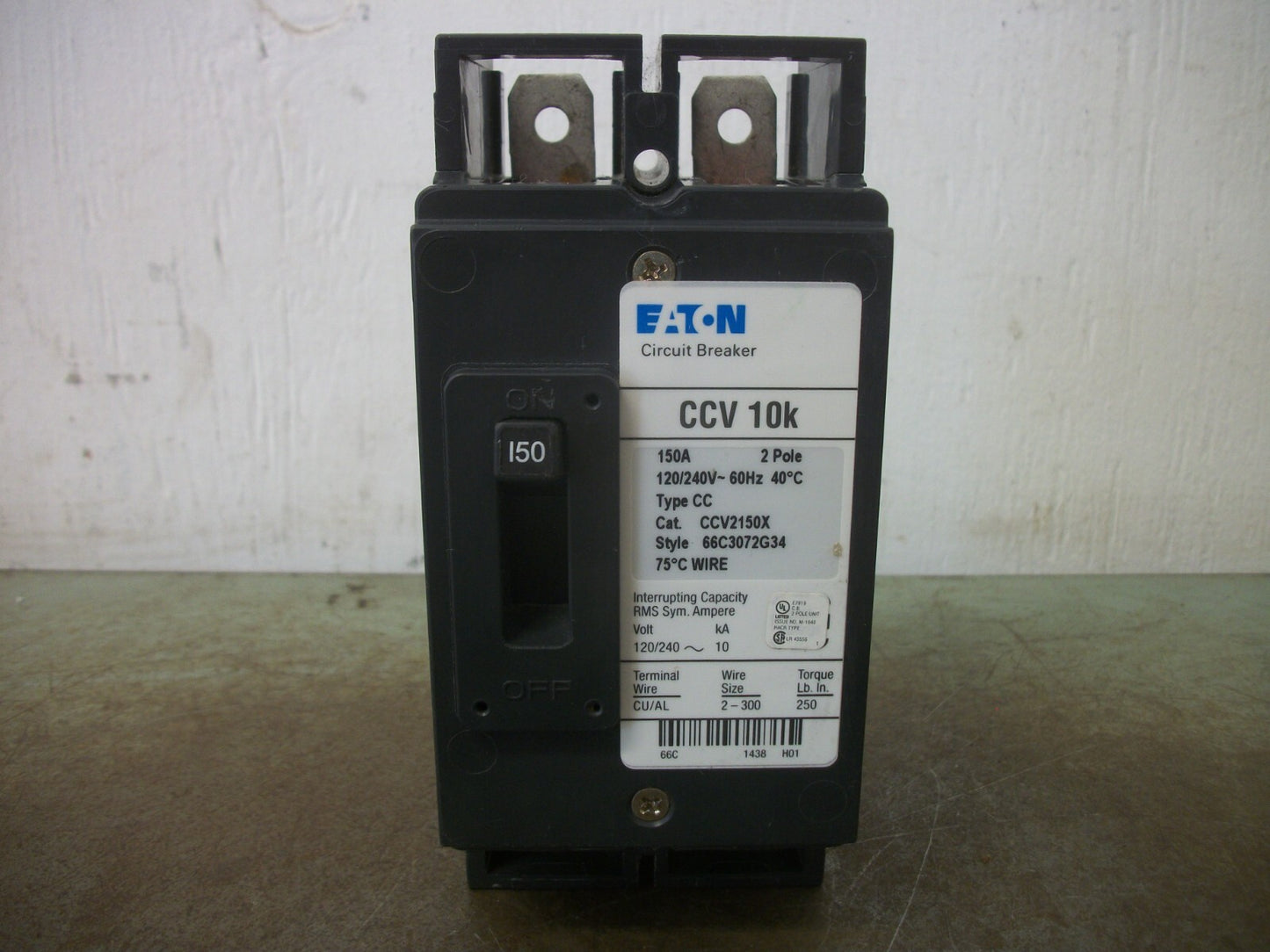 CUTLER-HAMMER CCV CIRCUIT BREAKER CCV2150X 150AMP 240VOLT 2POLE