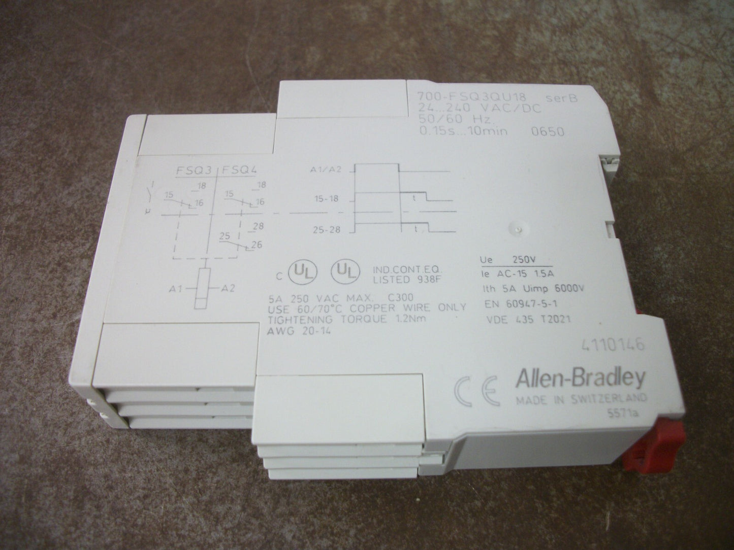 ALLEN-BRADLEY TIMING RELAY 700-FSQ3QU18 0.15SEC TO 10MIN