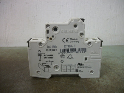 SIEMENS MINI CIRCUIT BREAKER 5SY41MCBB6 5SY4106-6 6AMP 400VOLT 1POLE