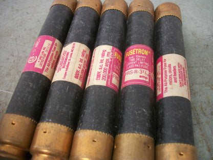 BUSSMANN LOT OF 5 FUSETRON FUSES FRS-R-3-2/10 3-2/10AMP 600VOLT NOB