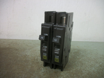 SQUARE D LOT OF 2 QOU CIRCUIT BREAKERS QOU110 10AMP 240VOLT 1POLE