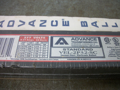 ADVANCE INSTANT-START ELECTRONIC BALLAST VEL-2P32-SC 277VOLT NEW