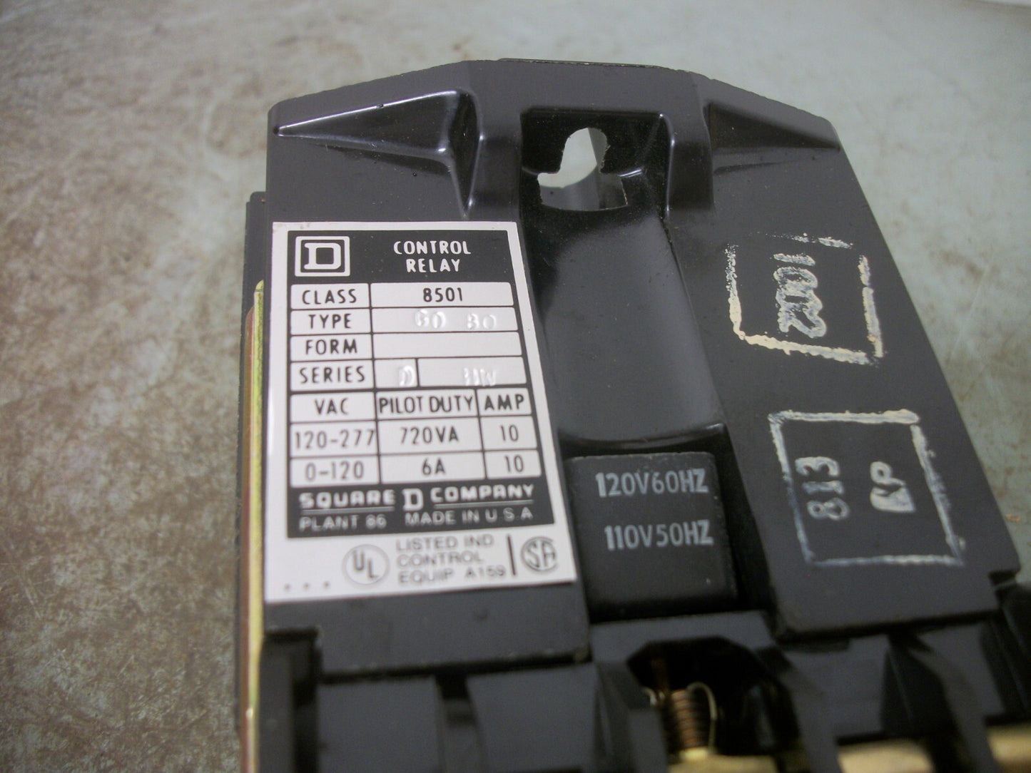 SQUARE D AC CONTROL RELAY 8501GO80 120VCOIL NIB