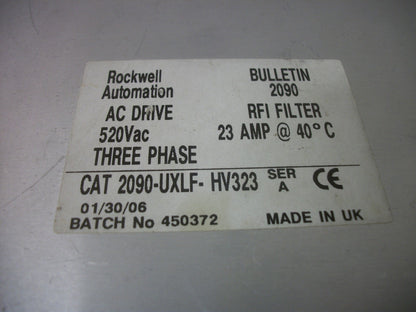 ALLEN-BRADLEY AC DRIVE 3PH RFI FILTER 2090-UXLF-HV323 23AMP 520VAC