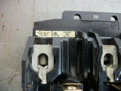 SIEMENS ITE PUSHMATIC CIRCUIT BREAKER P4320 20AMP 240VOLT 3POLE