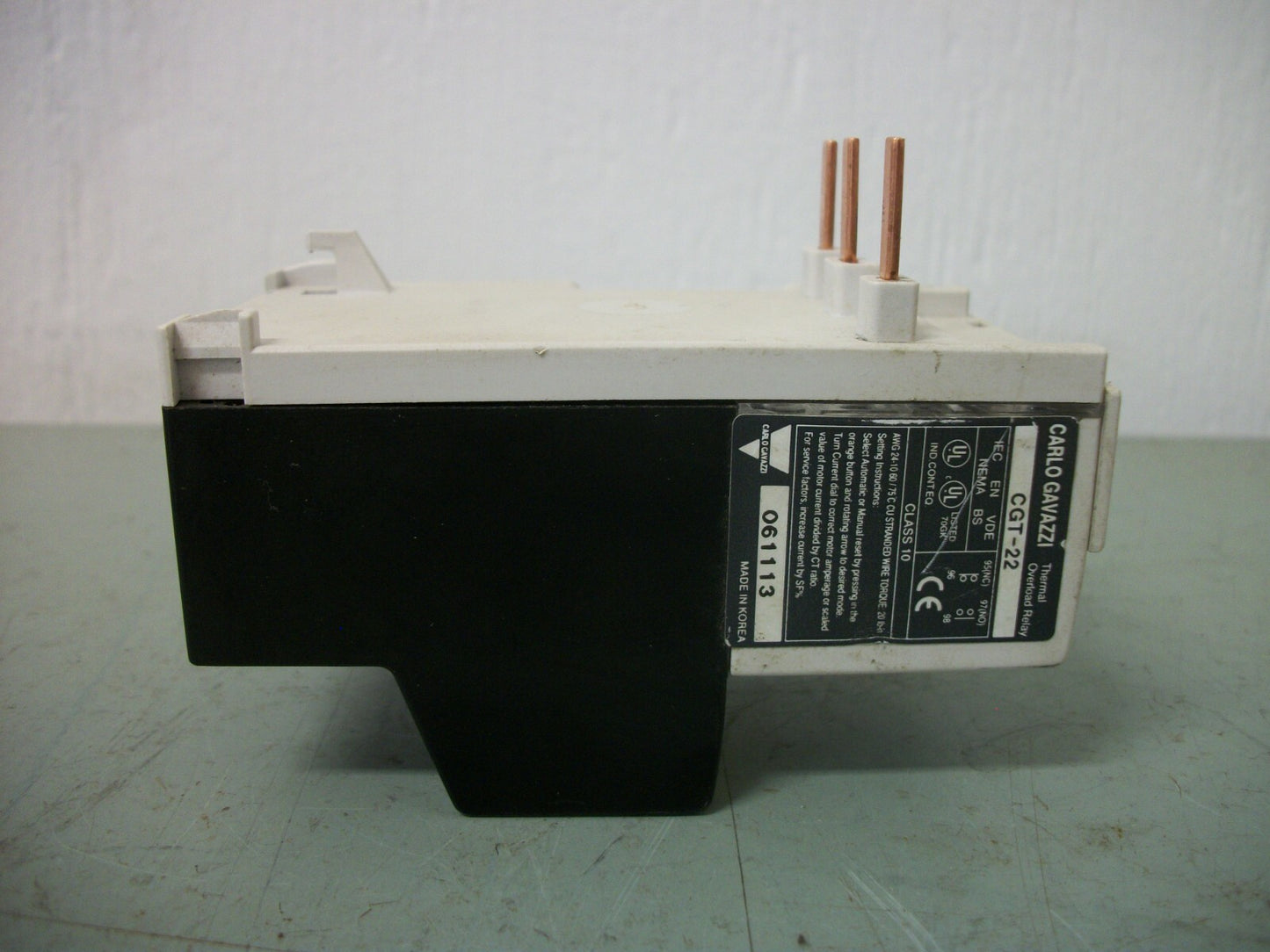 CARLO GAVAZZI THERMAL OVERLOAD RELAY CGT-22 12-18AMP