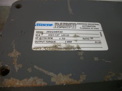 MORSE RAIDER PLUS 1.70HP 30:1 RATIO GEARBOX SPEED REDUCER 262Q56R30 1750RPM NOB