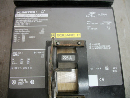 SQUARE D I-LINE KI CIRCUIT BREAKER KI362251121 225AMP 600VOLT 3POLE GREEN