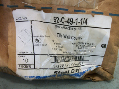 THOMAS & BETTS BOX OF 9 4" SQUARE 1-1/4" HIGH TILE WALL COVERS 52-C-49-1-1/4 NIB