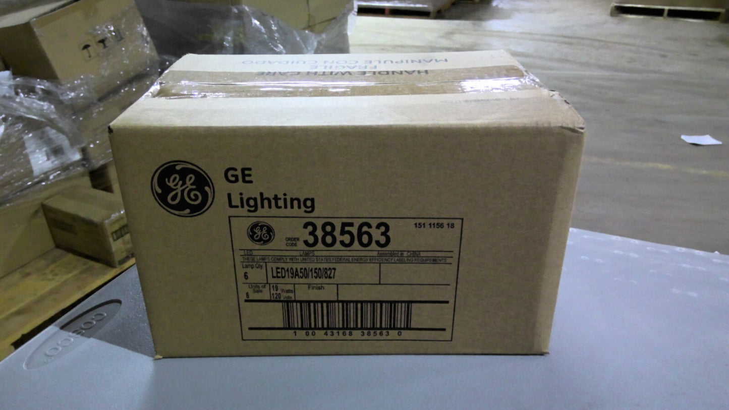 GE 38563 BOX OF 6 LED BULBS LED19A50/150/827 19W 120V NIB